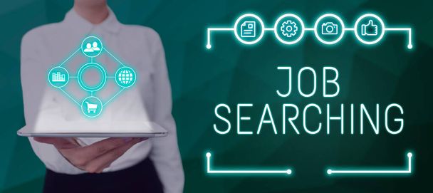 Pisanie wyświetlania tekstu Job Searching, Business showcase listing the possible occupation that you are able to - Zdjęcie, obraz