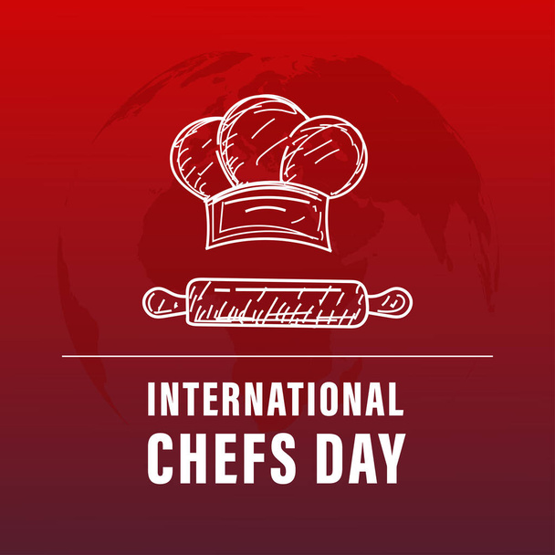 Міжнародний день шеф-кухарів 20 жовтня, Темпл для фону, банера, карти, постер з іконою шеф-кухаря і текстовим написом - Вектор, зображення