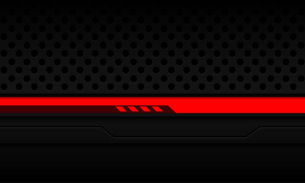 Abstraktní červená černá čára kybernetické geometrické na šedé kruh mesh metalický design moderní luxusní futuristické technologie pozadí vektor - Vektor, obrázek