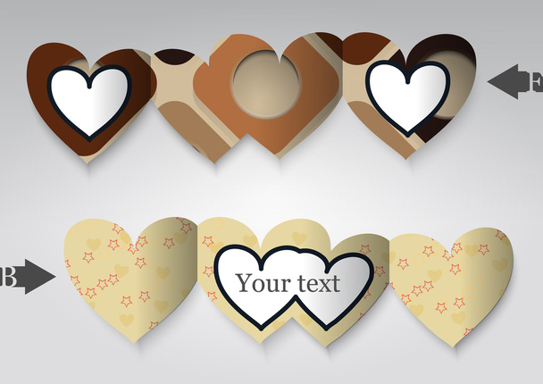 Template greeting card in the form of heart. - Vector, imagen