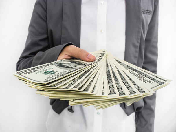 Empresário exibindo propagação de dinheiro
 - Foto, Imagem