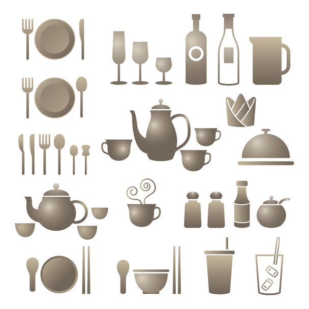 Set de iconos: Cena Restaurante y Comer
 - Vector, imagen