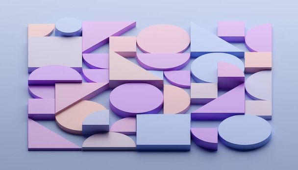 Abstract geometric composition, colorful background design, 3d render - Фото, изображение