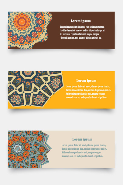 Set of banners decorated ethnic ornament. Tribal style. Vector i - Vettoriali, immagini