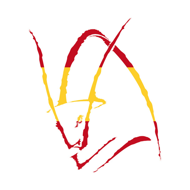 Sketch silhouette colors of the flag of Spain profile of a bull' - Vector, afbeelding
