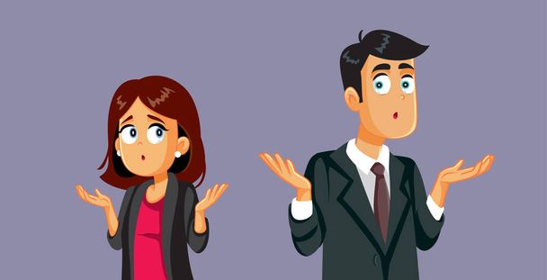 Confused Businessman and Businesswoman Feeling Puzzled Vector Illustration - Vecteur, image