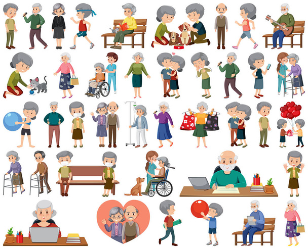 Verzameling van pictogrammen voor ouderen illustratie - Vector, afbeelding