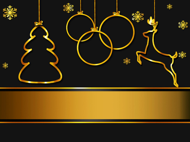 Christmas greeting card, elegant, black and gold - Photo, Image