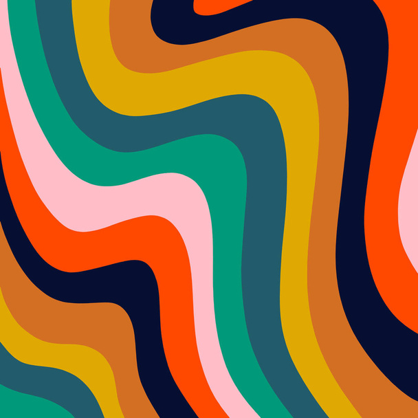 Modern retro swirl background 70s vector design - Vettoriali, immagini