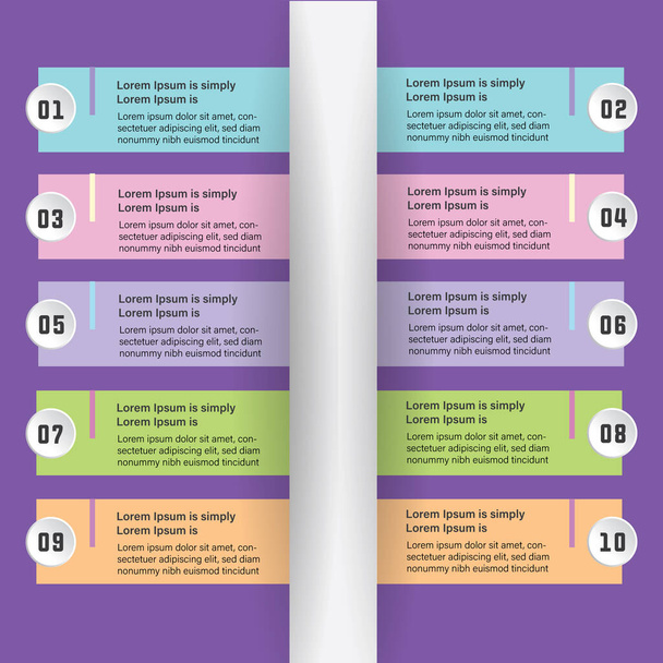 10 stappen infographic chart template voor de presentatie van gegevens - Vector, afbeelding