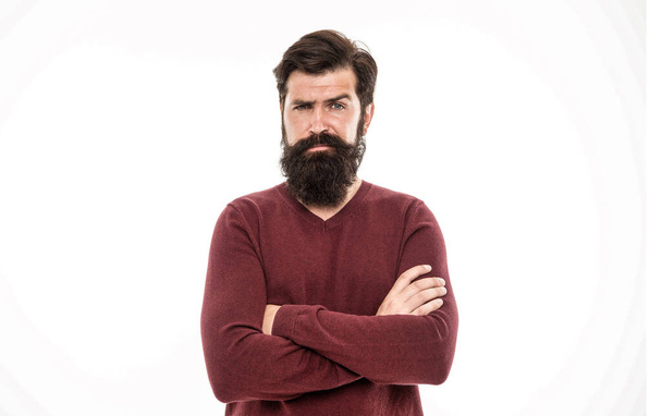 Hip and stylish. beard hair care. brutal man isolated on white. mature bearded man. serious hipster with moustache and beard. hairdresser salon. hipster after barbershop. male fashion and beauty. - Foto, immagini
