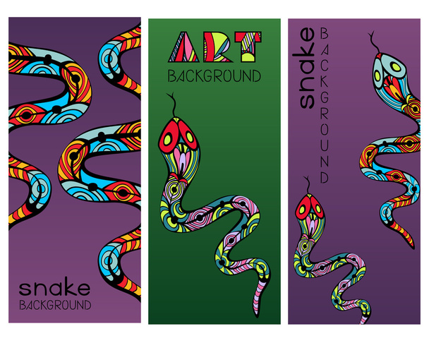 Σύνολο καρτών με αφηρημένες περίτεχνα φίδια - Διάνυσμα, εικόνα