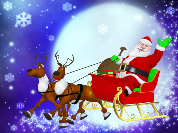 Slee van rendieren en Santa - Foto, afbeelding