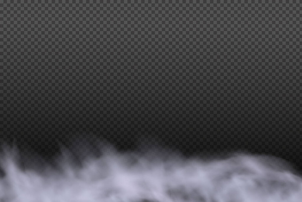 Nuageux vecteur blanc, brouillard ou fumée sur fond à carreaux foncés.Ciel nuageux ou smog au-dessus de la ville.Illustration vectorielle. - Vecteur, image