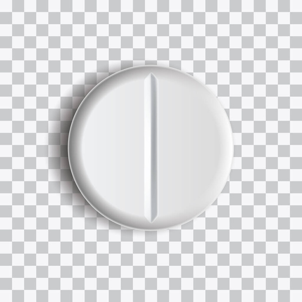 Vector realistic white pill with shadow isolated on transparent background - Vektori, kuva
