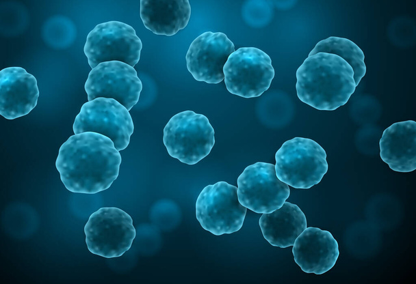 Векторна реалістична мікроскопічна медична ілюстрація типів бактерій блакитних коксів - стрептококів, диплом
 - Вектор, зображення