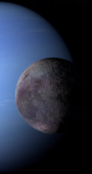 海王星の惑星を周回するトリトン。4K垂直 - 映像、動画