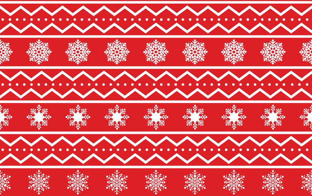 Kerst geometrische rode naadloze patroon met sneeuwvlok, vakantie achtergrond - Vector, afbeelding