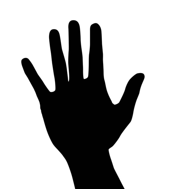 Beyaz arkaplanda izole edilmiş siyah insan eli silueti - vektör illüstrasyonu - Vektör, Görsel