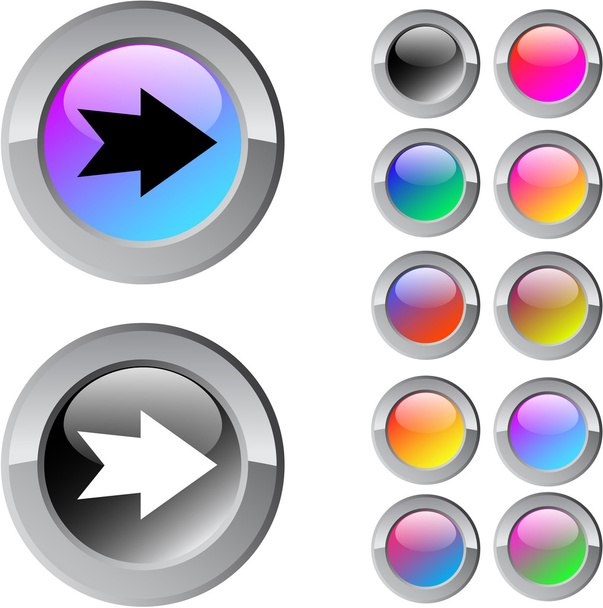 Forward arrow multicolor round button. - Вектор, зображення