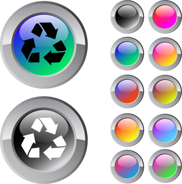 recykling multicolor okrągły przycisk. - Wektor, obraz