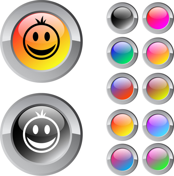 Smiley multicolor round button. - Vector, Image