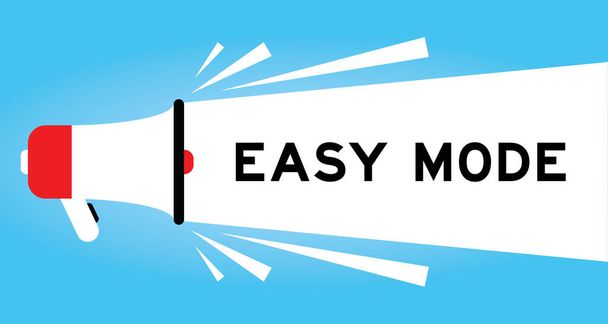 Kleur megafoon icoon met woord easy mode in witte banner op blauwe achtergrond - Vector, afbeelding
