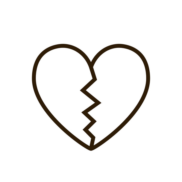 Ραγισμένη καρδιά ή ραγισμένη καρδιά ή διαζύγιο επίπεδη διάνυσμα εικονίδιο για εφαρμογές και ιστοσελίδες. Διάνυσμα εικονιδίου ραγισμένης καρδιάς. - Διάνυσμα, εικόνα