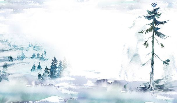 Akvarell kézzel festett fák elszigetelt fehér. Erdei illusztráció. Természeti koncepció. - Fotó, kép