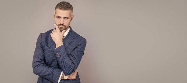 Making man look great. Professional man grey background. Formal style. Menswear store. Man face portrait, banner with copy space - Φωτογραφία, εικόνα