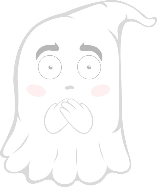 Illustration vectorielle d'un fantôme de dessin animé couvrant sa bouche de ses mains - Vecteur, image
