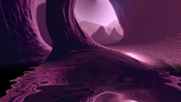 Surrealistická zkreslená mimozemská scéna odrážející se ve vodě - Záběry, video