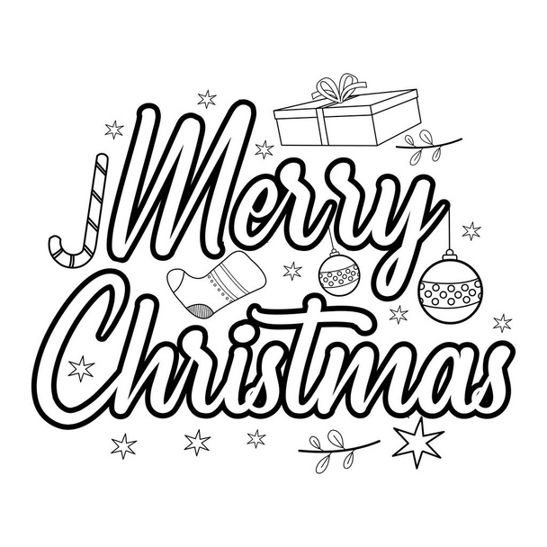 Merry Christmas Coloring page. Christmas line art coloring page design for kids. - Vektor, obrázek