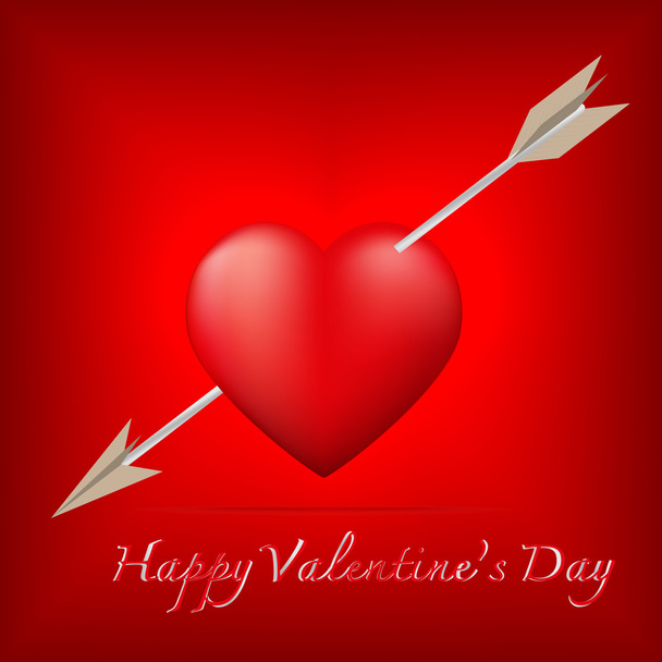 Красное сердце, пронзенное стрелой
  - Вектор,изображение