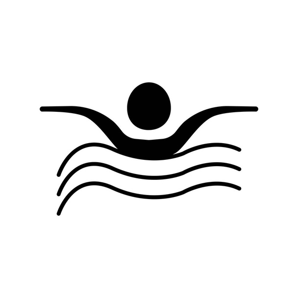 Zwemmer glyph pictogram illustratie. pictogram met betrekking tot zwemmen. Eenvoudig te bewerken ontwerp - Vector, afbeelding