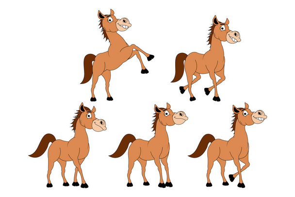Carino cavallo animale cartone animato illustrazione - Vettoriali, immagini