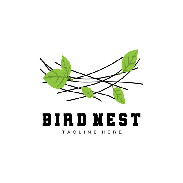 Projeto do logotipo do ninho do pássaro, Vetor da casa do pássaro para ovos, Ilustração do logotipo da árvore do pássaro - Vetor, Imagem