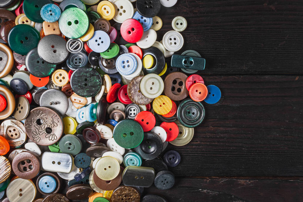 Various sew-on buttons. Sew-on buttons close-up. . High quality photo - Φωτογραφία, εικόνα