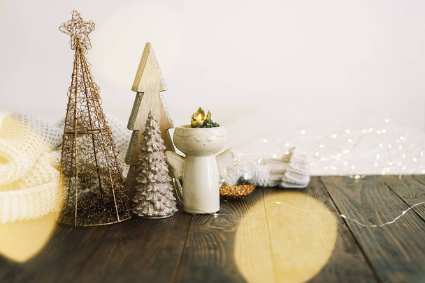 Happy New Years. Christmas background with fir tree, cones and Christmas decorations. Christmas holiday celebration. New Year concept. - Photo, Image