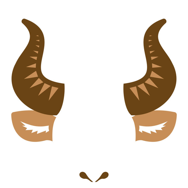 Cor de orelha de chifre de touro em um fundo branco. Ilustração vetorial - Vetor, Imagem