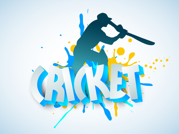 Cricket-Sportkonzept mit Schlagmann und 3D-Text. - Vektor, Bild