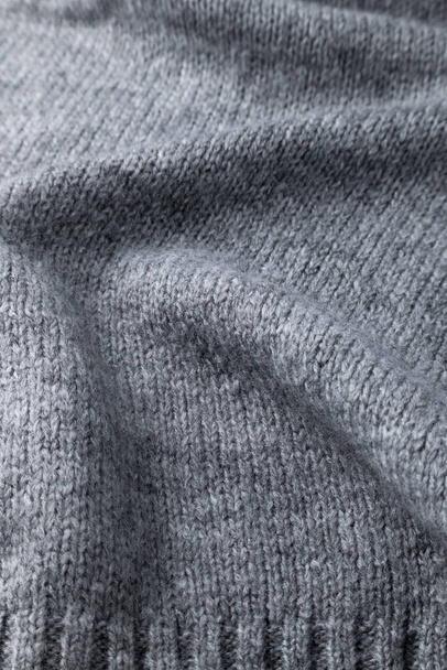 Paño gris lana, ondulado textil vista de cerca - Foto, imagen
