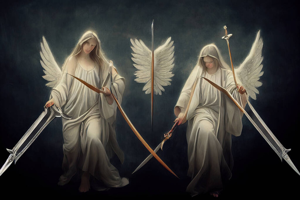 ілюстрація ангелів з мечами
 - Фото, зображення