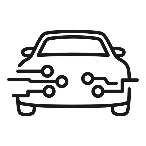 Intelligent Vehicle line icon. Smart car, Vector illustration. - Vektör, Görsel