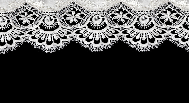 white lace on black background - Photo, Image