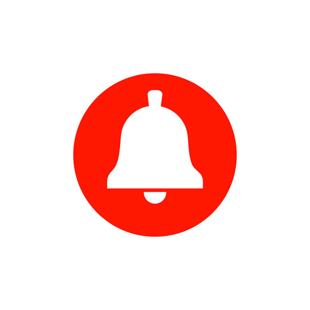 赤いベルボタンのアイコン。赤い丸の中の通知ベル。テンプレートベルWebシンボルアプリ、 ui 。ベクトル石 - ベクター画像