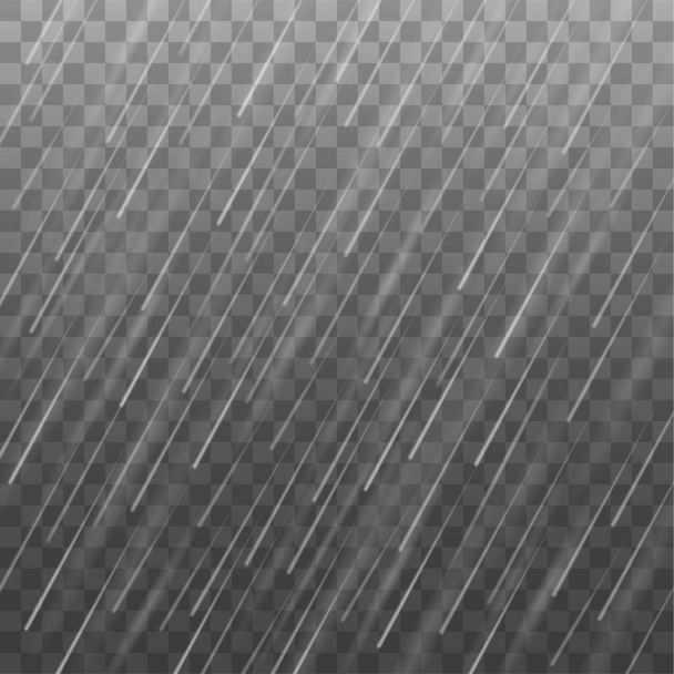 Texture vectorielle réaliste de fortes pluies isolée sur fond transparent - Vecteur, image