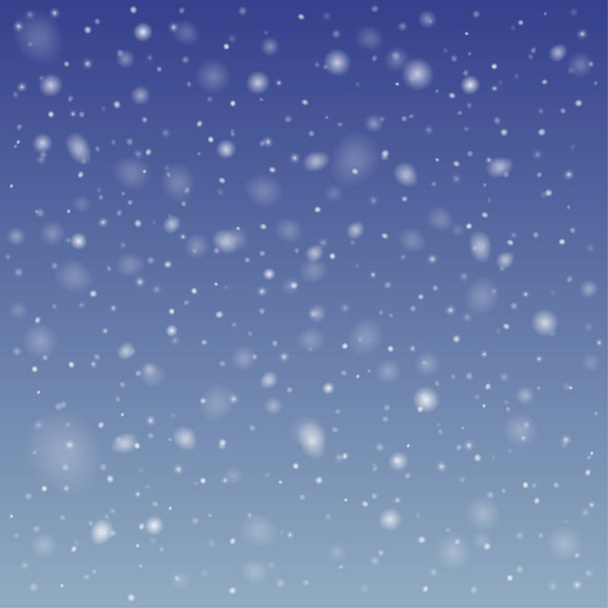 Textura de nieve caída realista vectorial aislada sobre fondo de cielo azul - Vector, imagen