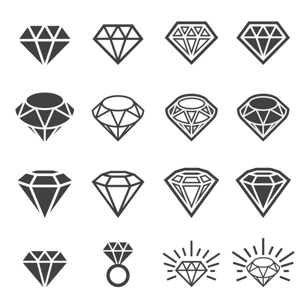 zestaw ikon diament - Wektor, obraz