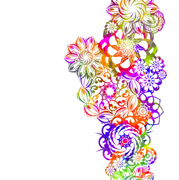Rainbow watercolor floral background - Vektor, obrázek